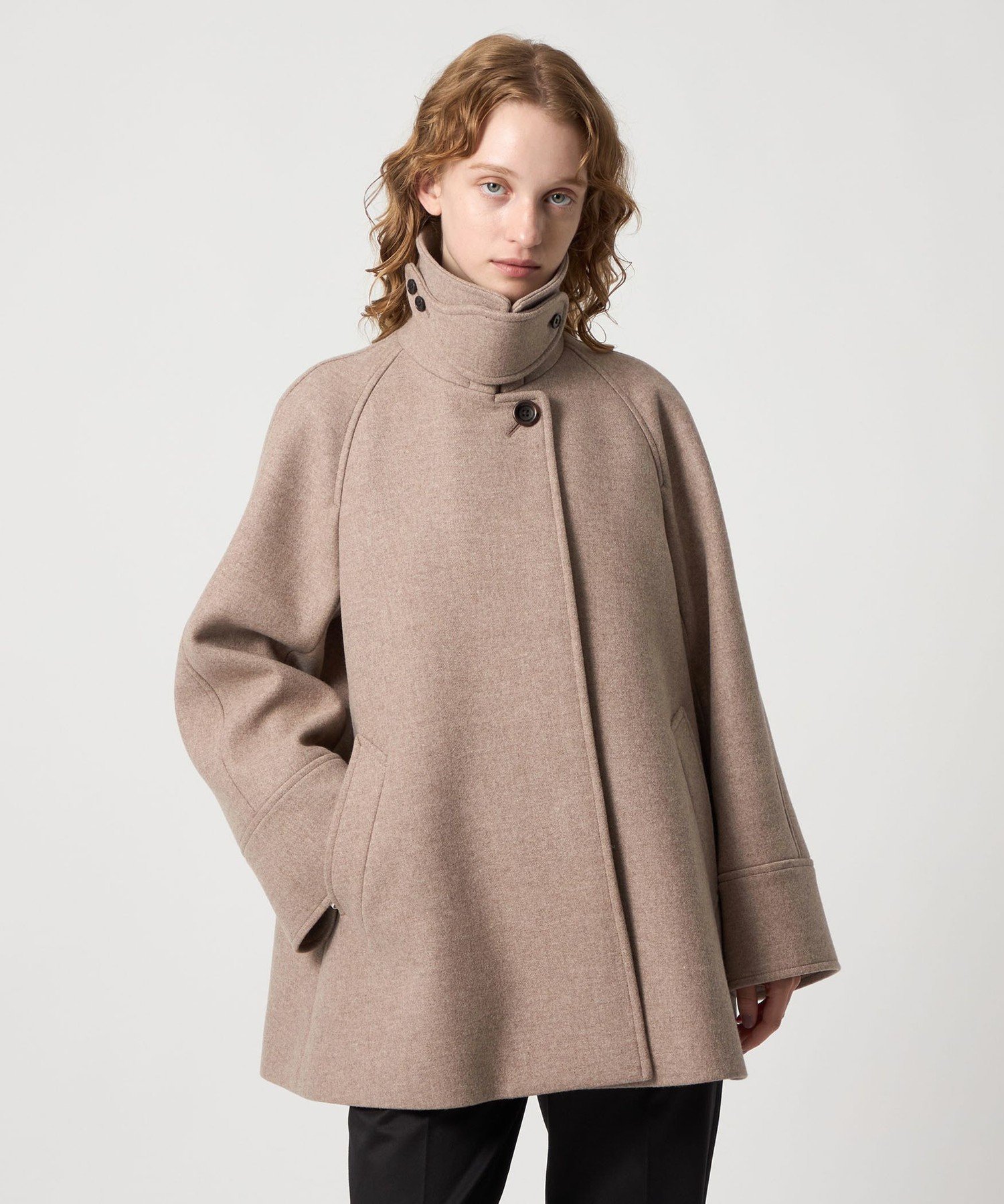 まぐ様)Steven Alanウール カシミヤ テント ショートコート黒 セール】＜Steven Alan＞ウール カシミヤ テント ショートコート