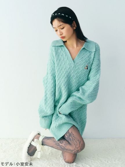 LILY BROWN｜Lily Bearケーブルニットワンピース | Rakuten Fashion