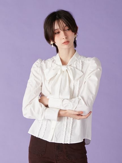 LILY BROWN｜ボウタイフリルレースブラウス | Rakuten Fashion(楽天