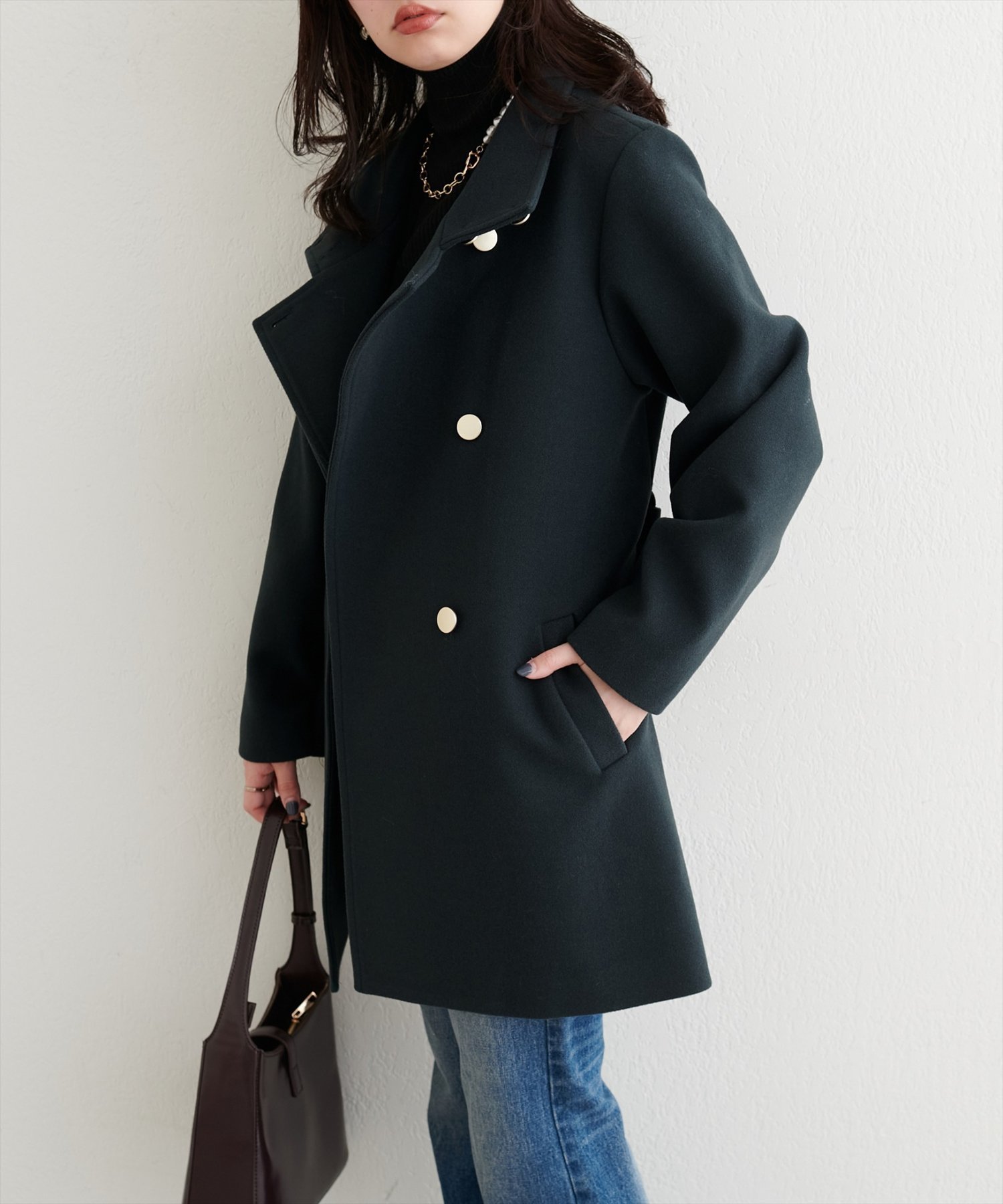 ナチュラルクチュール　〈ako〉スタンドカラーミドル丈コート ako〉スタンドカラーミドル丈コート | natural couture(ナチュラル