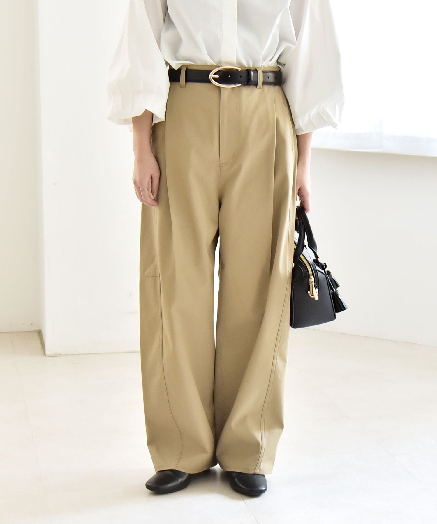 【新品】nala コクーンチノパンツベージュ S 美品 Nala cocoon chino pants ナラ コクーン チノパンツ ベージュ M