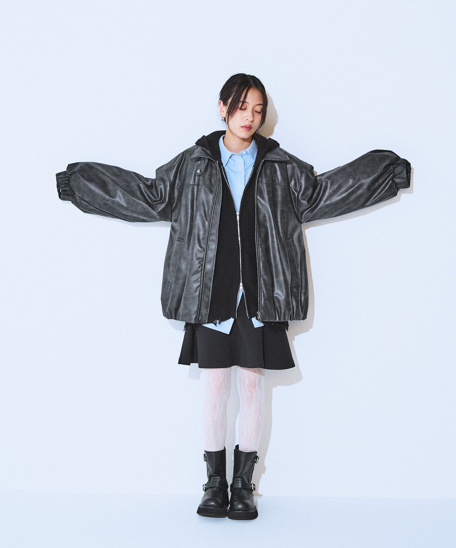 JEANASIS｜ヴィンテージレザーパファーブルゾン【中綿入りで冬の防寒も