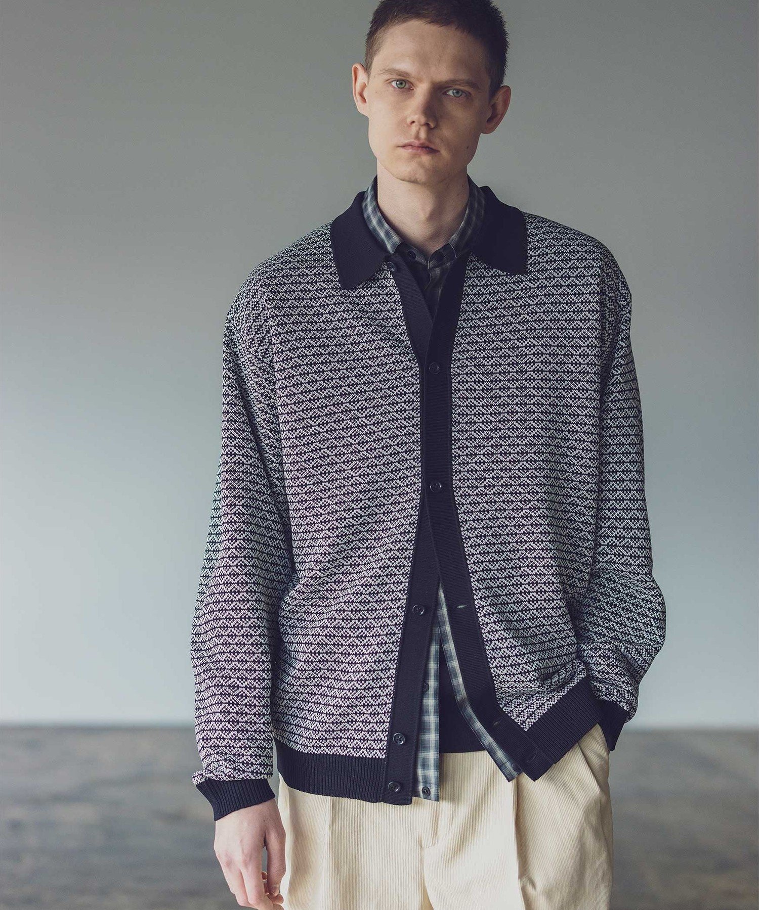 6(ROKU)ジャカード ニット シャツ 6（ロク）の「＜6(ROKU)＞ジャカード ニット シャツ（シャツ/ブラウス