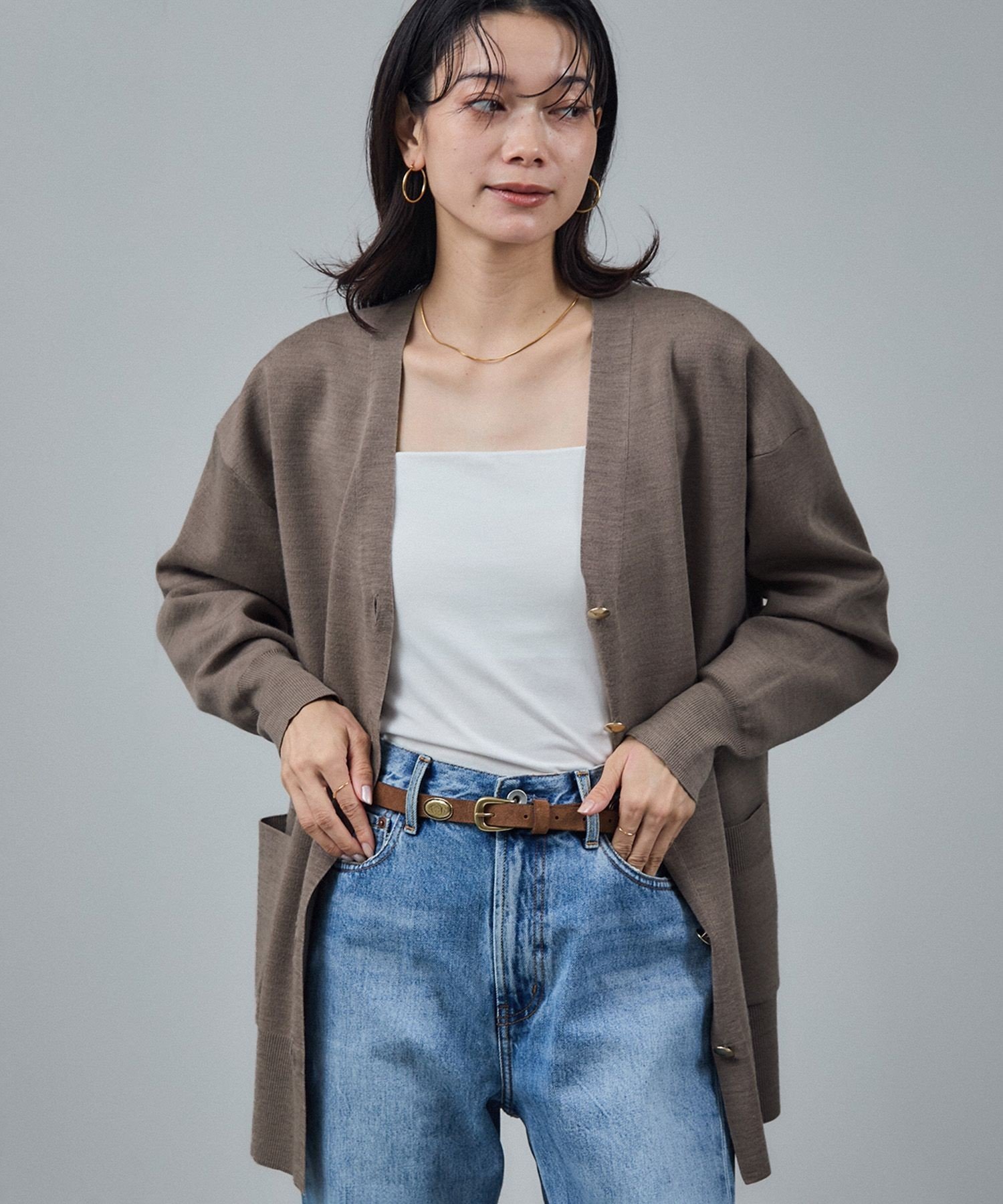 SALON adam et rope'｜ウールVネック金ボタンカーディガン | Rakuten