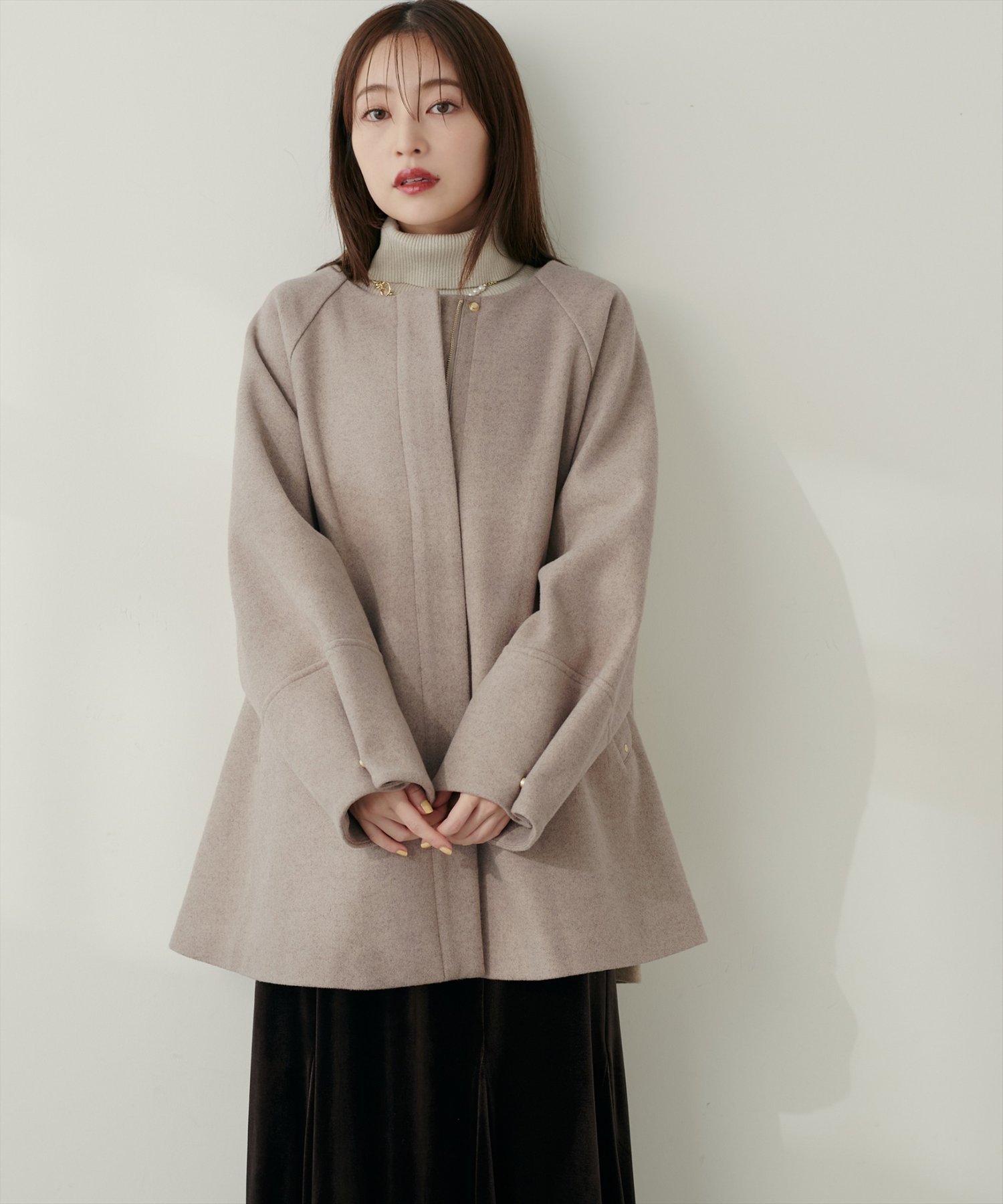 ナチュラルクチュール〈osono〉２WAYノーカラーコート natural couture ノーカラーコート コート 「osono」2WAYノーカラー