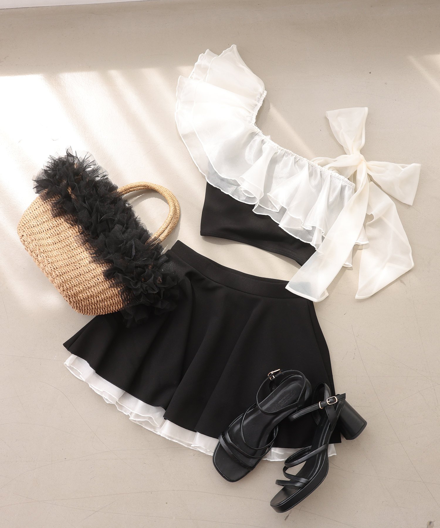 one after another NICE CLAUP｜swimwear/肩リボンワンショル(3点