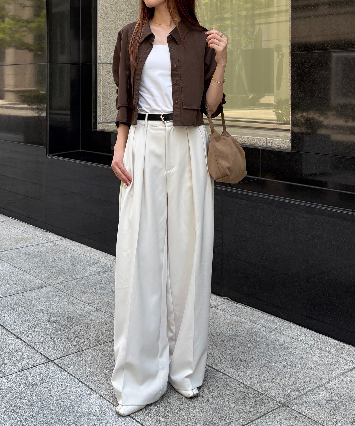 CAPRICIEUX LE'MAGE｜【セットアップ対応】コットンクロップシャツ