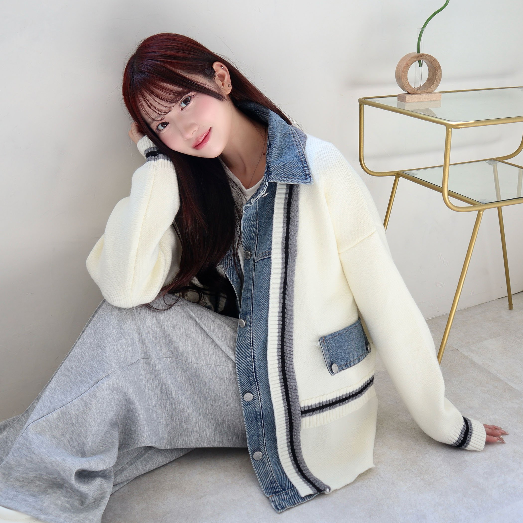 CECIL McBEE｜デニム使いニットカーディガン | Rakuten Fashion(楽天