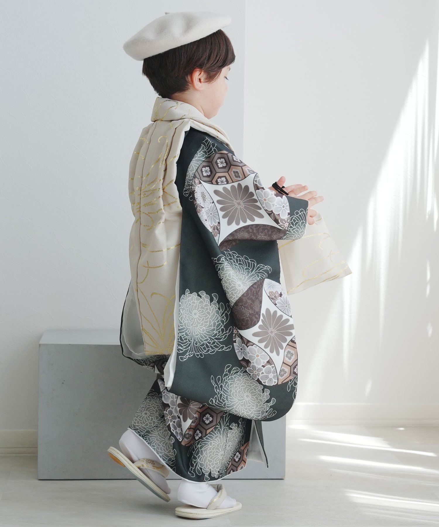 utatane｜ひよこ商店 七五三 着物 3歳 男の子 被布フルセット ベージュ