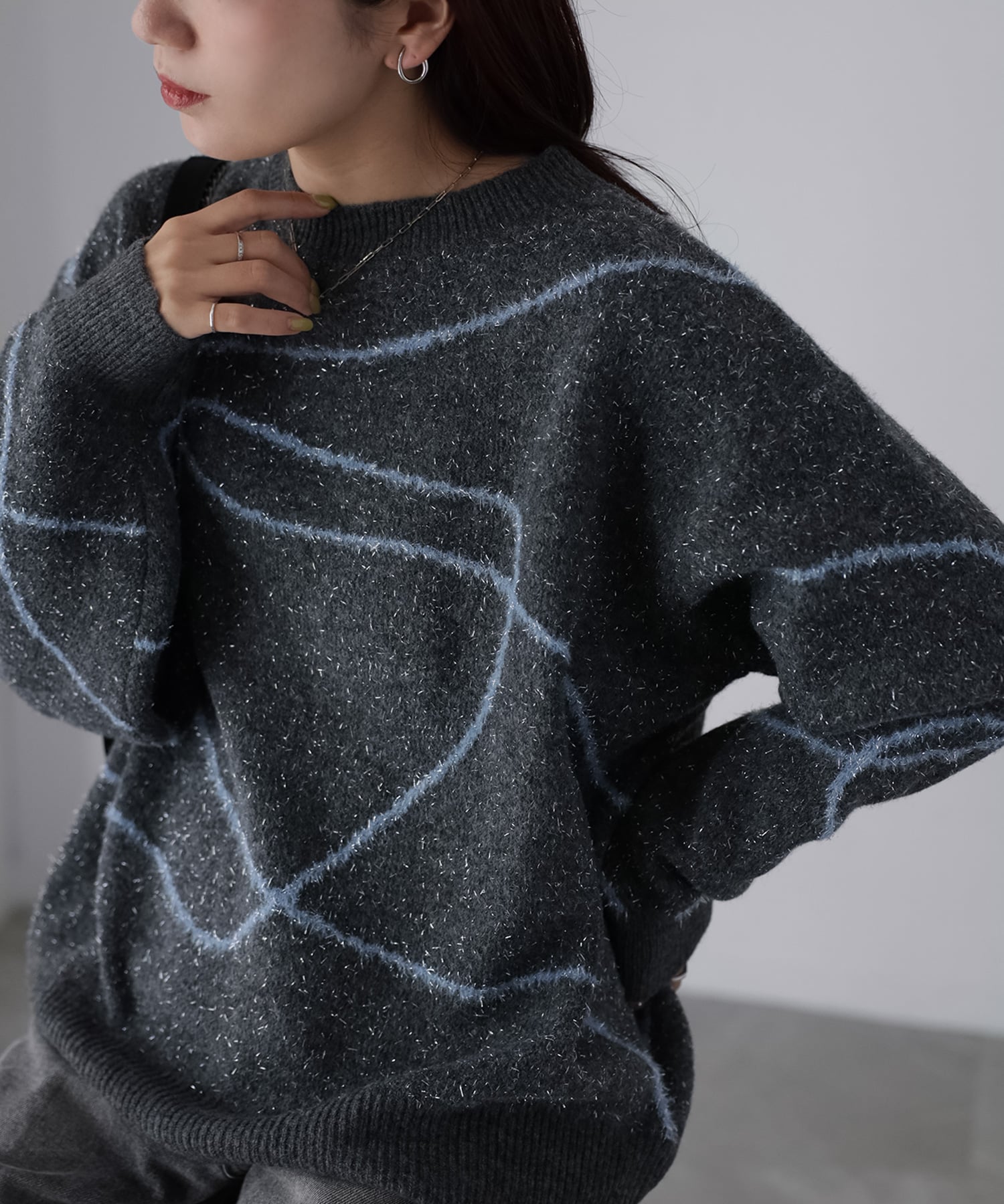 Riberry｜ニュアンス配色ラインラメニット | Rakuten Fashion(楽天