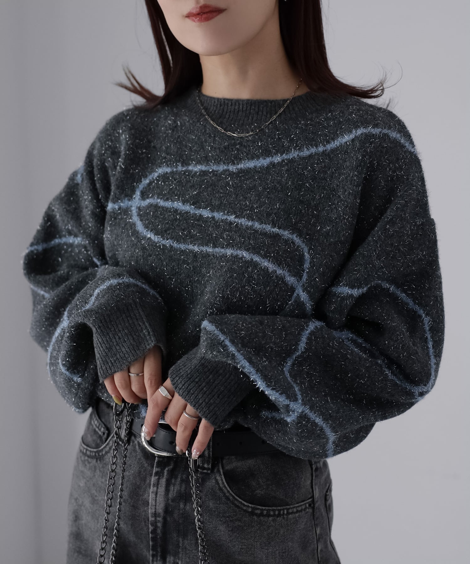 Riberry｜ニュアンス配色ラインラメニット | Rakuten Fashion(楽天