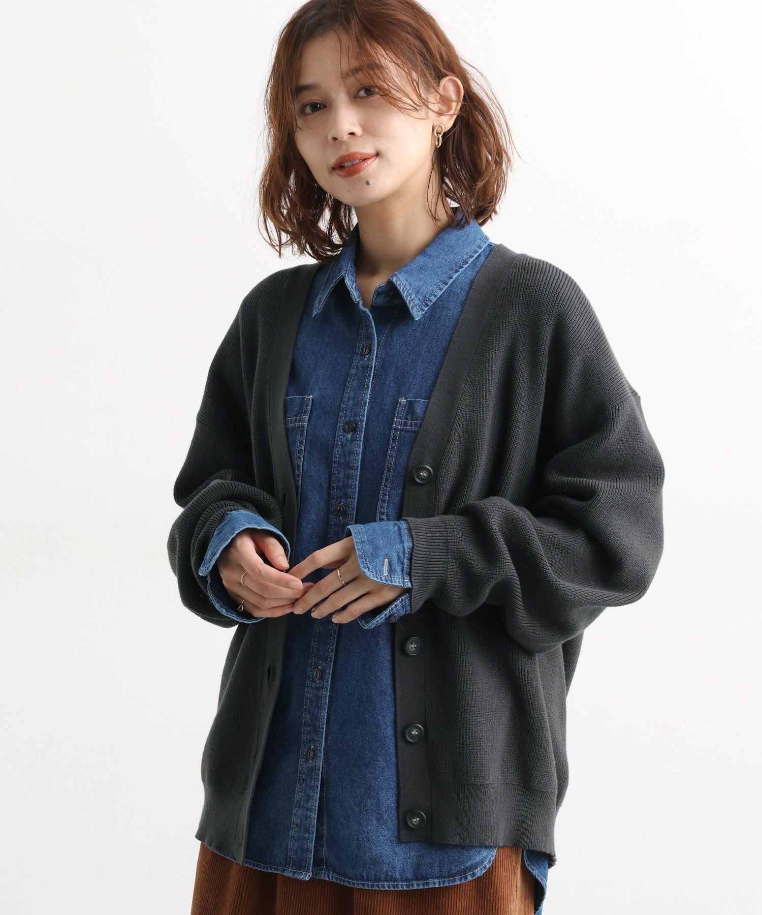 studio CLIP｜12ゲージ畦Vネックニットカーディガン | Rakuten Fashion