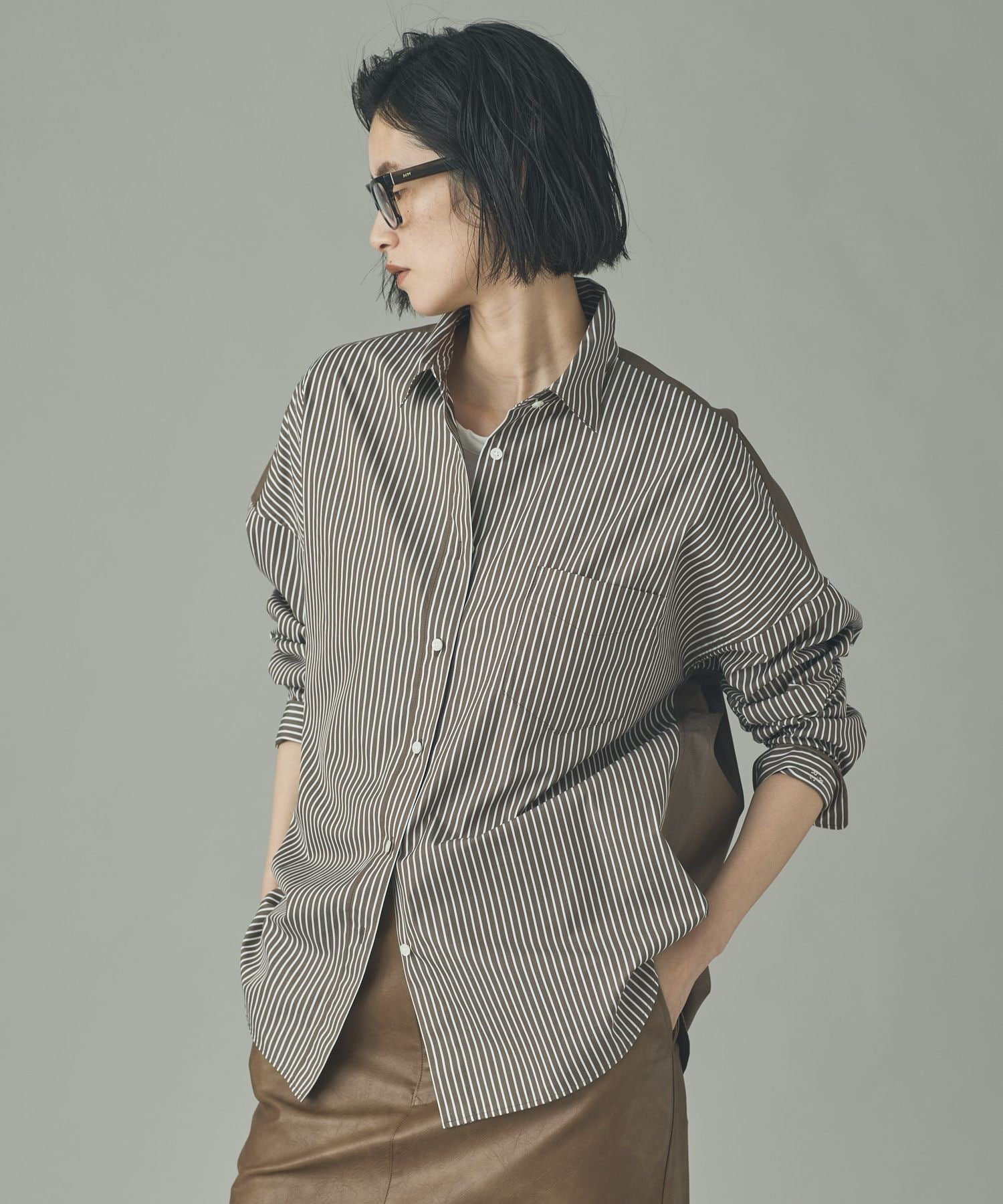 【美品】&RC カレンソロジー リネン100% ビッグシャツ ブラック 日本製 Curensology（カレンソロジー） ブラウス シャツ /「＆RC」ビッグ