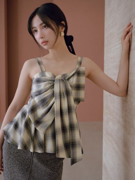 FRAY I.D｜オンブレラメチェックリボンキャミ | Rakuten Fashion(楽天