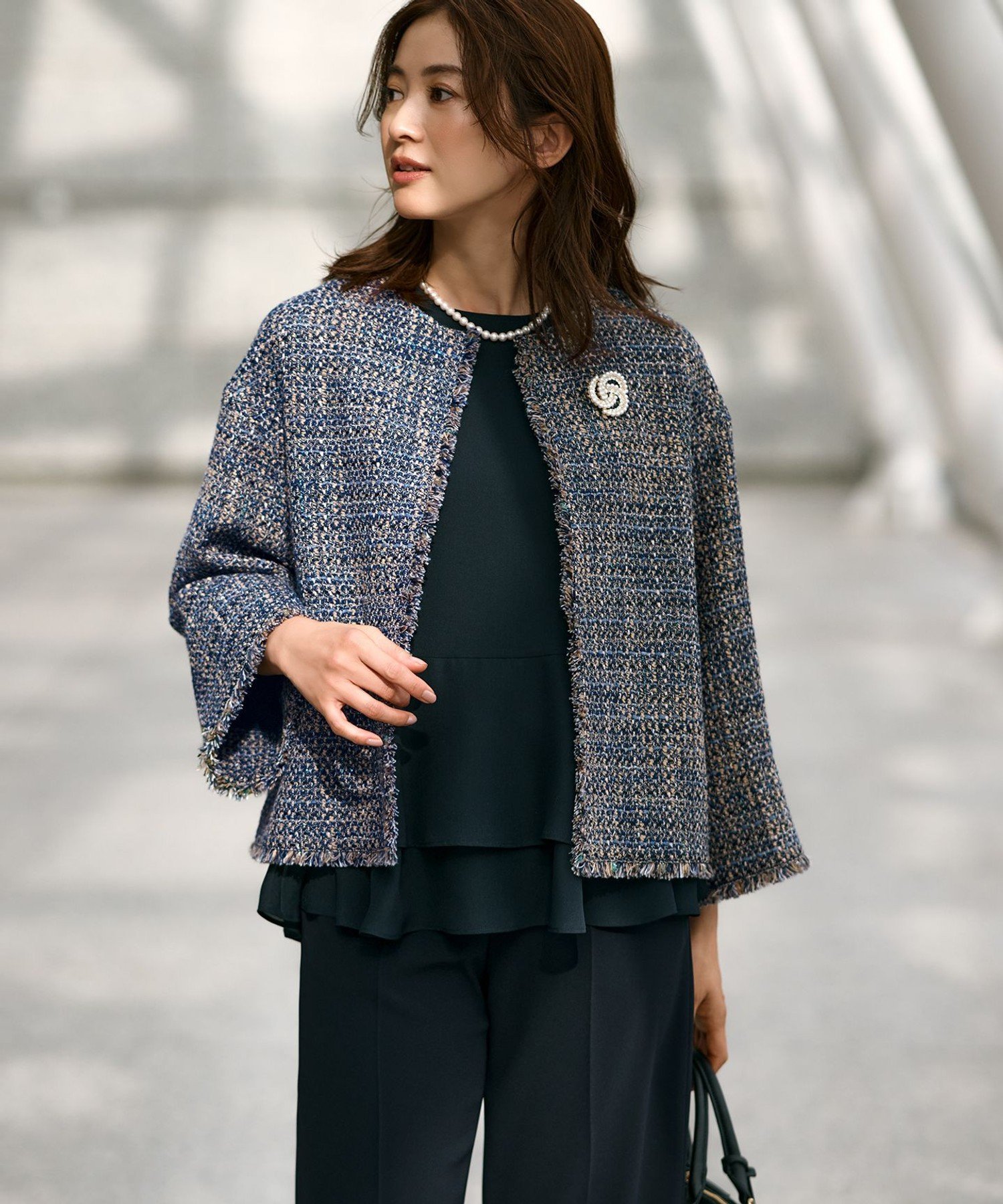 23区｜GIOLICA ノーカラー ツイード ジャケット | Rakuten Fashion