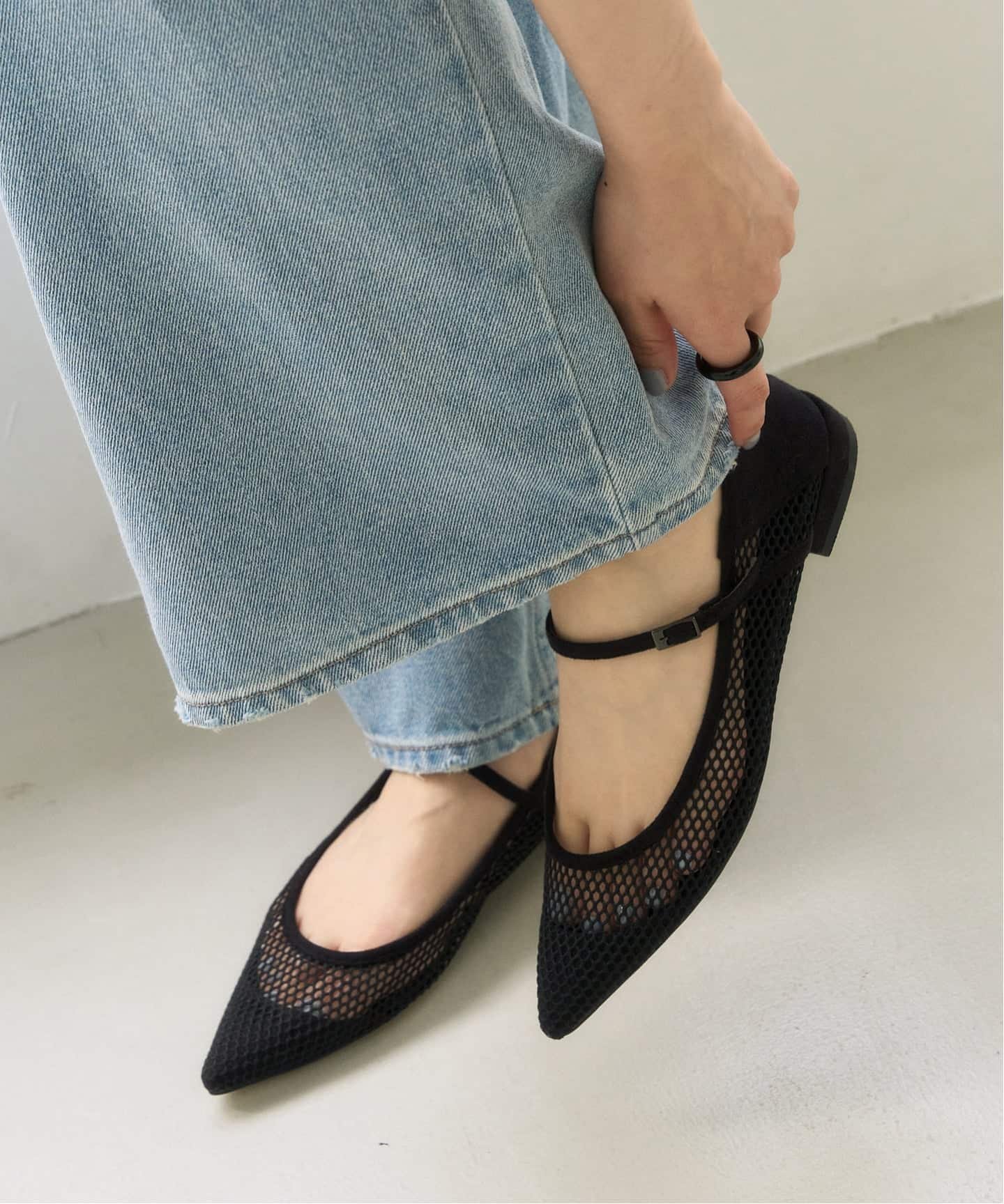 LE TALON｜《追加予約2》ポインテッドネットワンストラップフラット