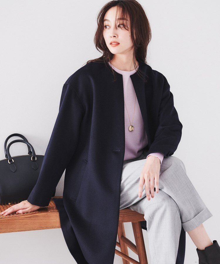 UNTITLED｜【ゆったり/軽やか】カシミヤ混ノーカラーコート | Rakuten