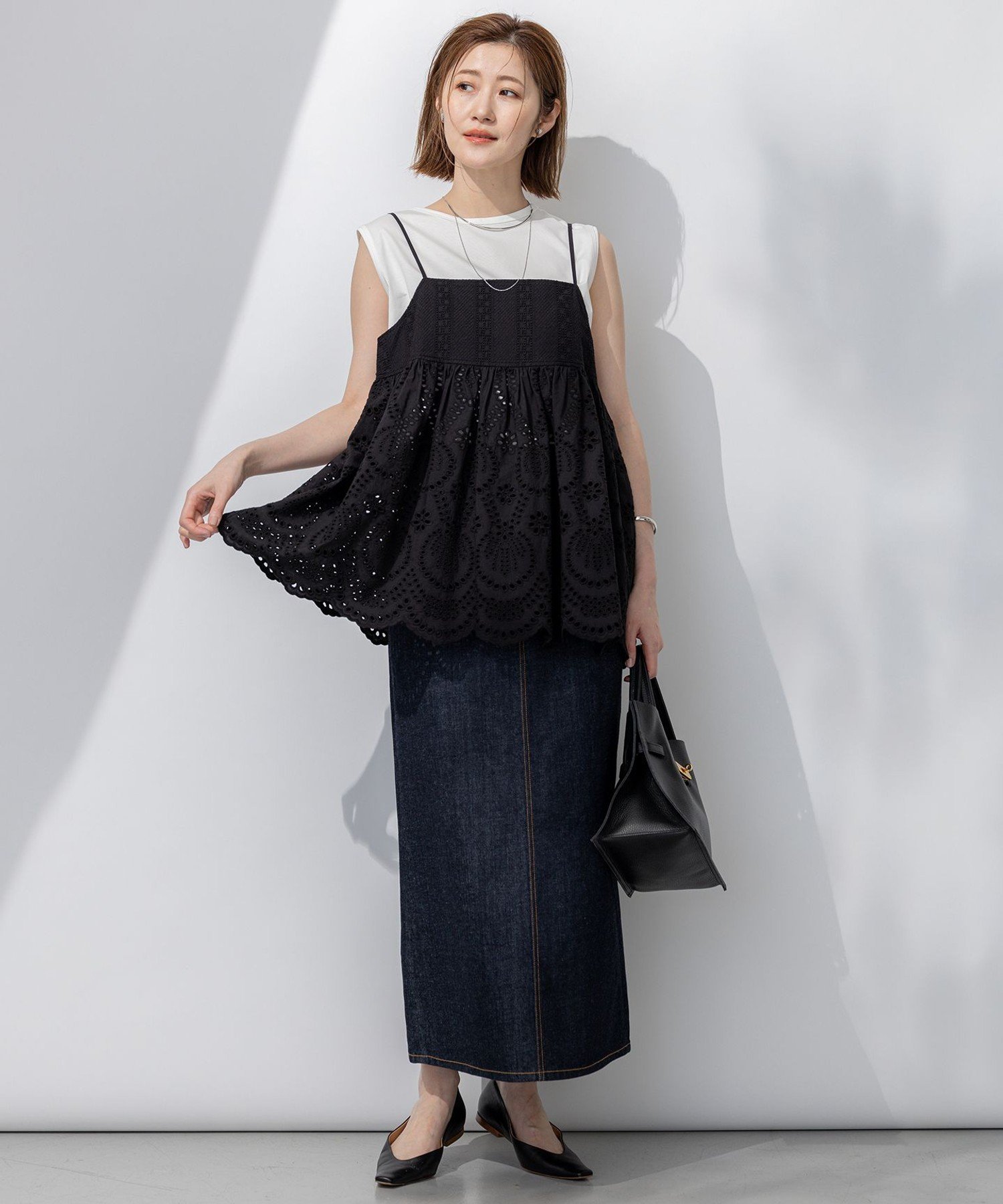 23区｜【洗える】コットンエンブロイダリー キャミソール | Rakuten