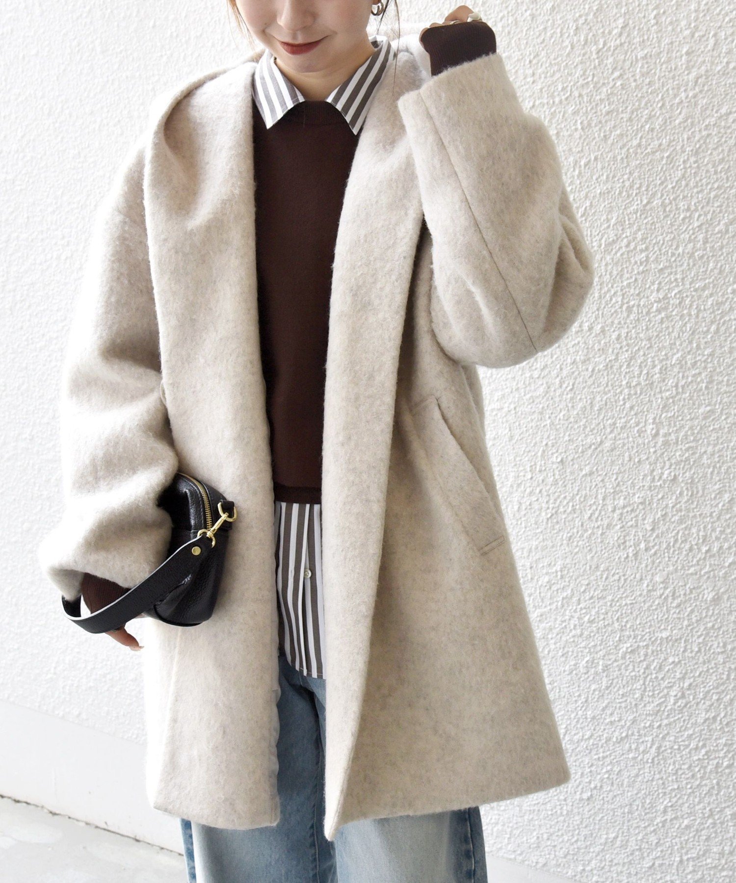 SHIPS｜SHIPS any: シャギー フーディー ガウン コート | Rakuten