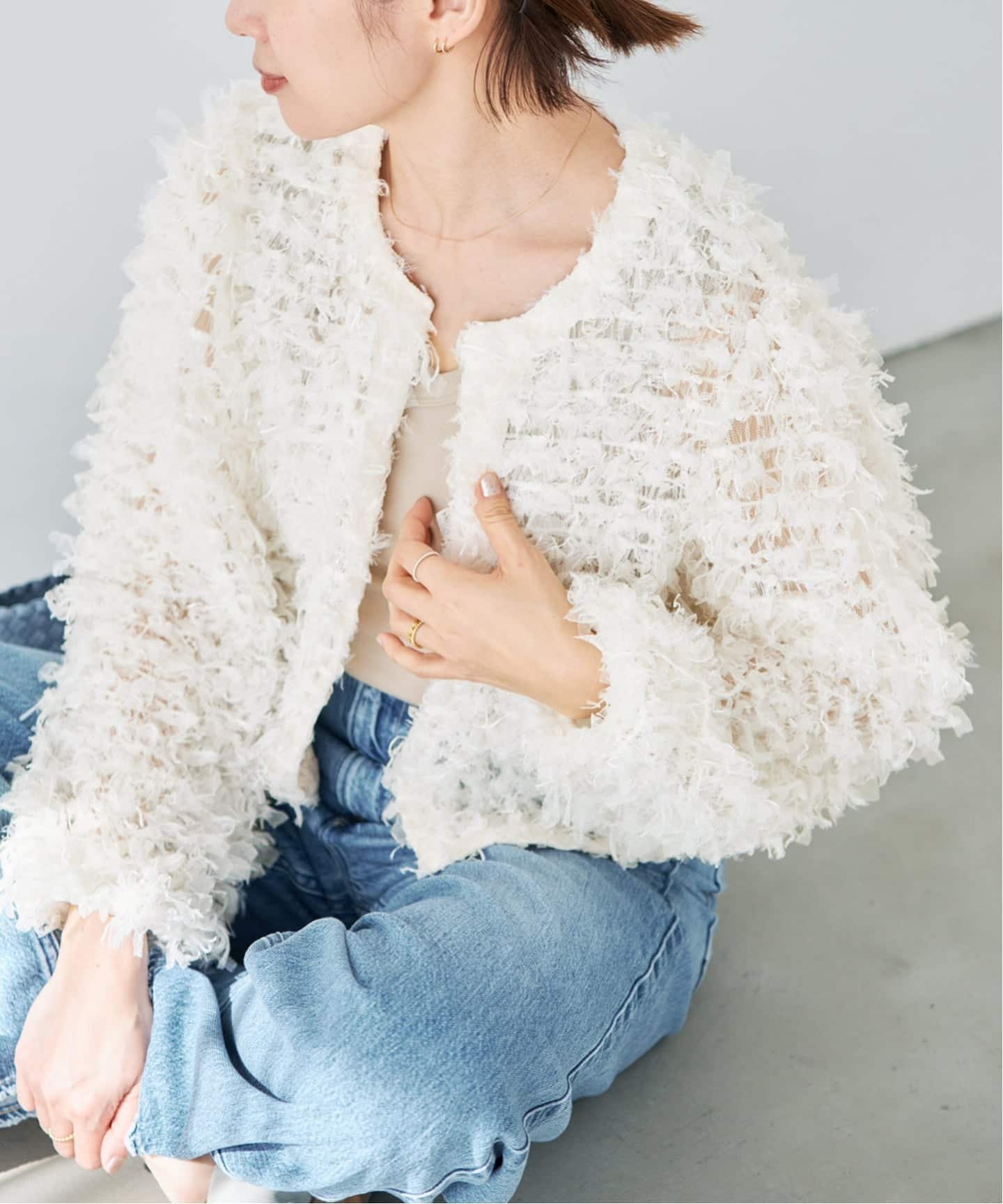 IENA｜《追加予約》チュールテープ カーディガン | Rakuten Fashion