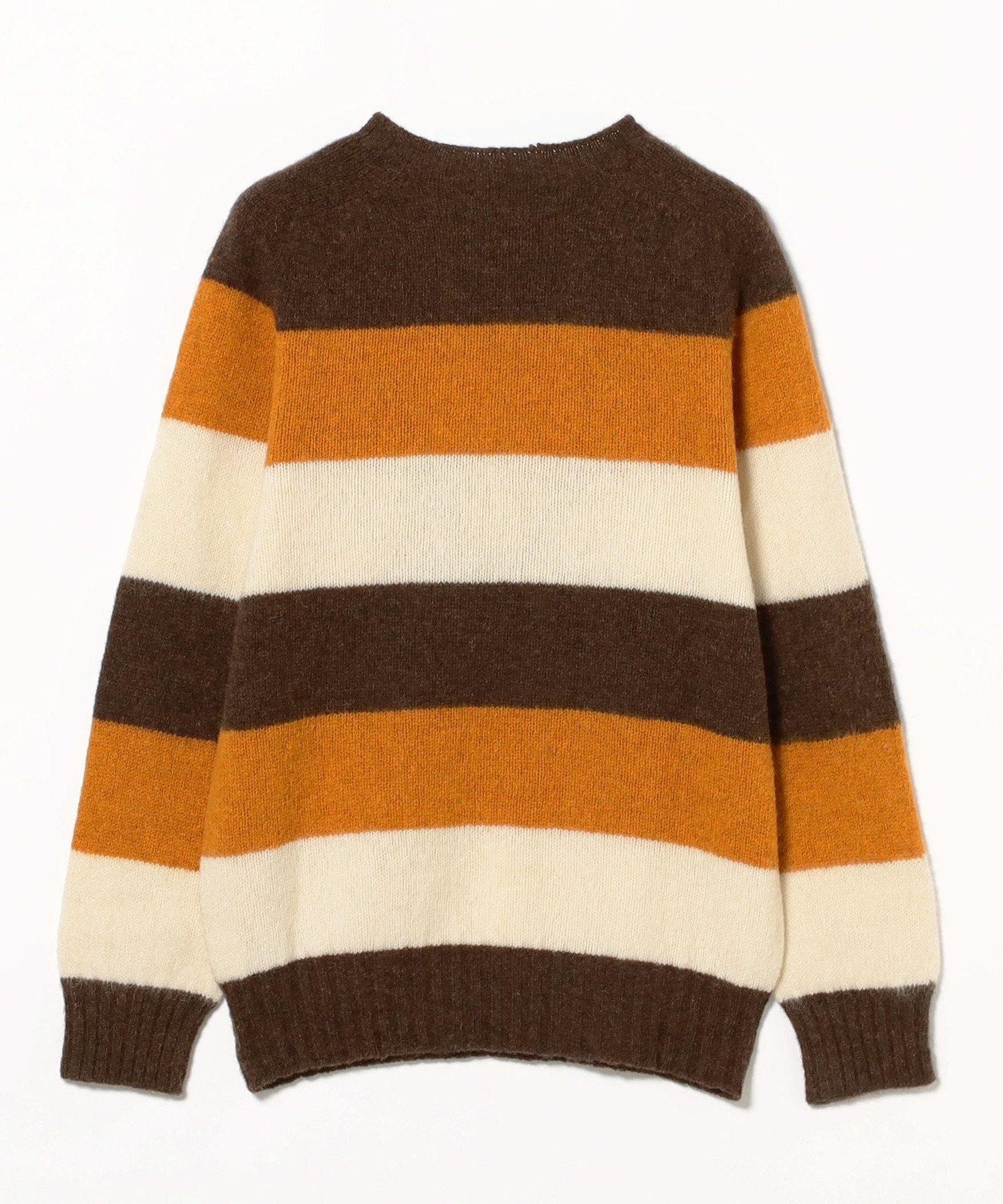 BEAMS MEN｜ BEAMS PLUS / ストライプクルーネック シャギーニット