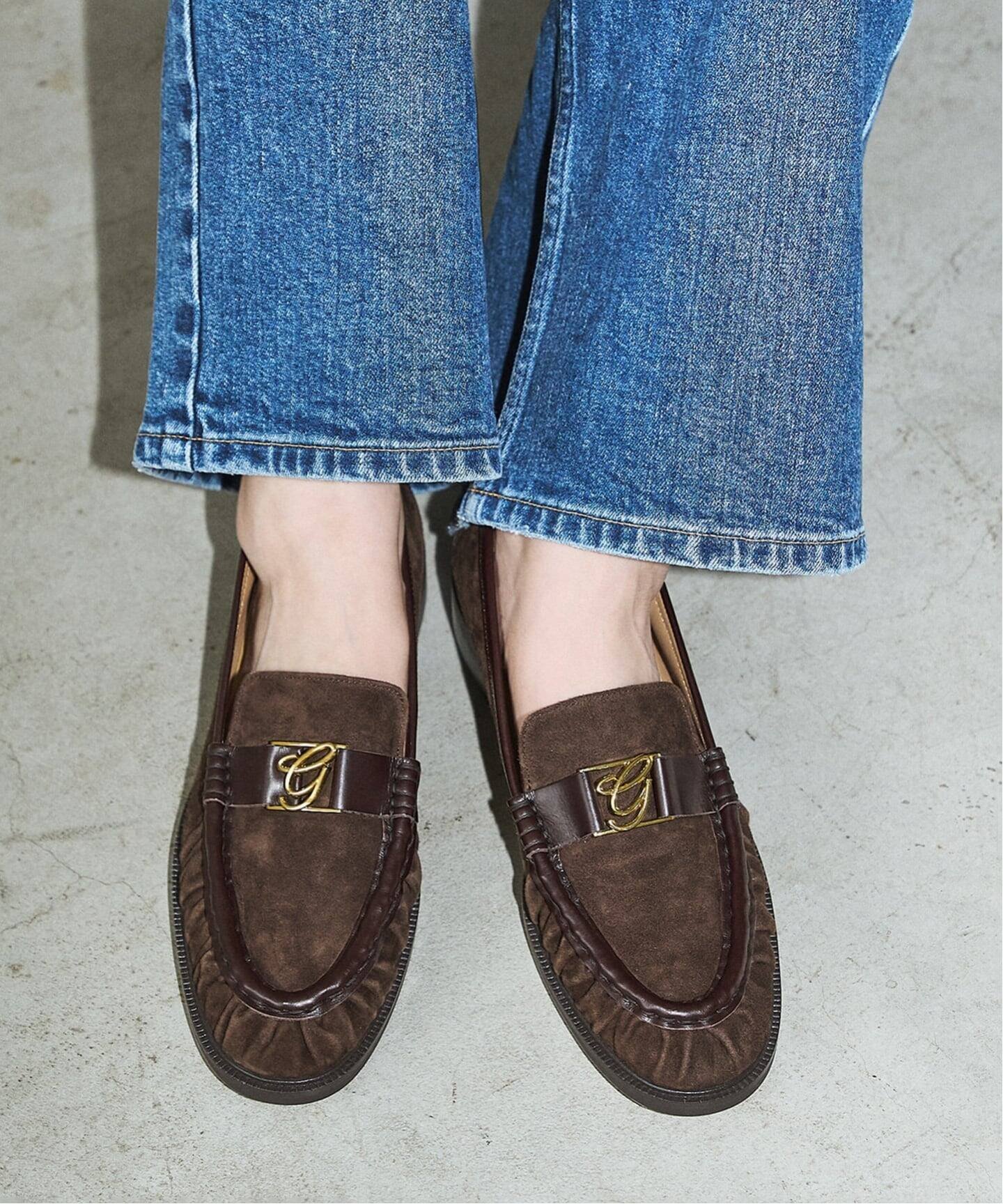 LE TALON｜GRISEレザーギャザーローファー | Rakuten Fashion(楽天