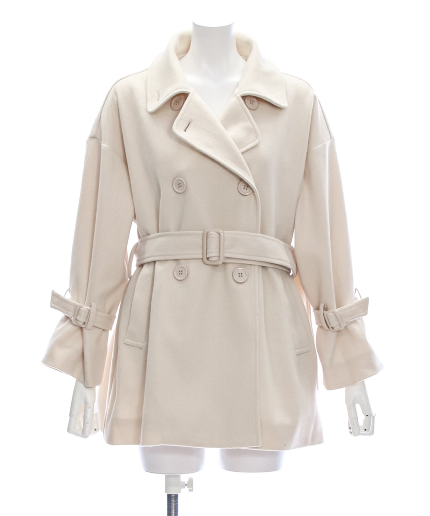 clear｜フェイクウールベルト付きダブルミドルコート | Rakuten