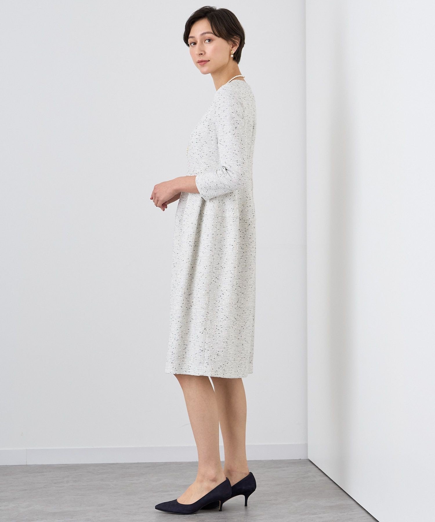 ANAYI｜【Eternal Line 2024】ツイードジャージーコクーン ワンピース
