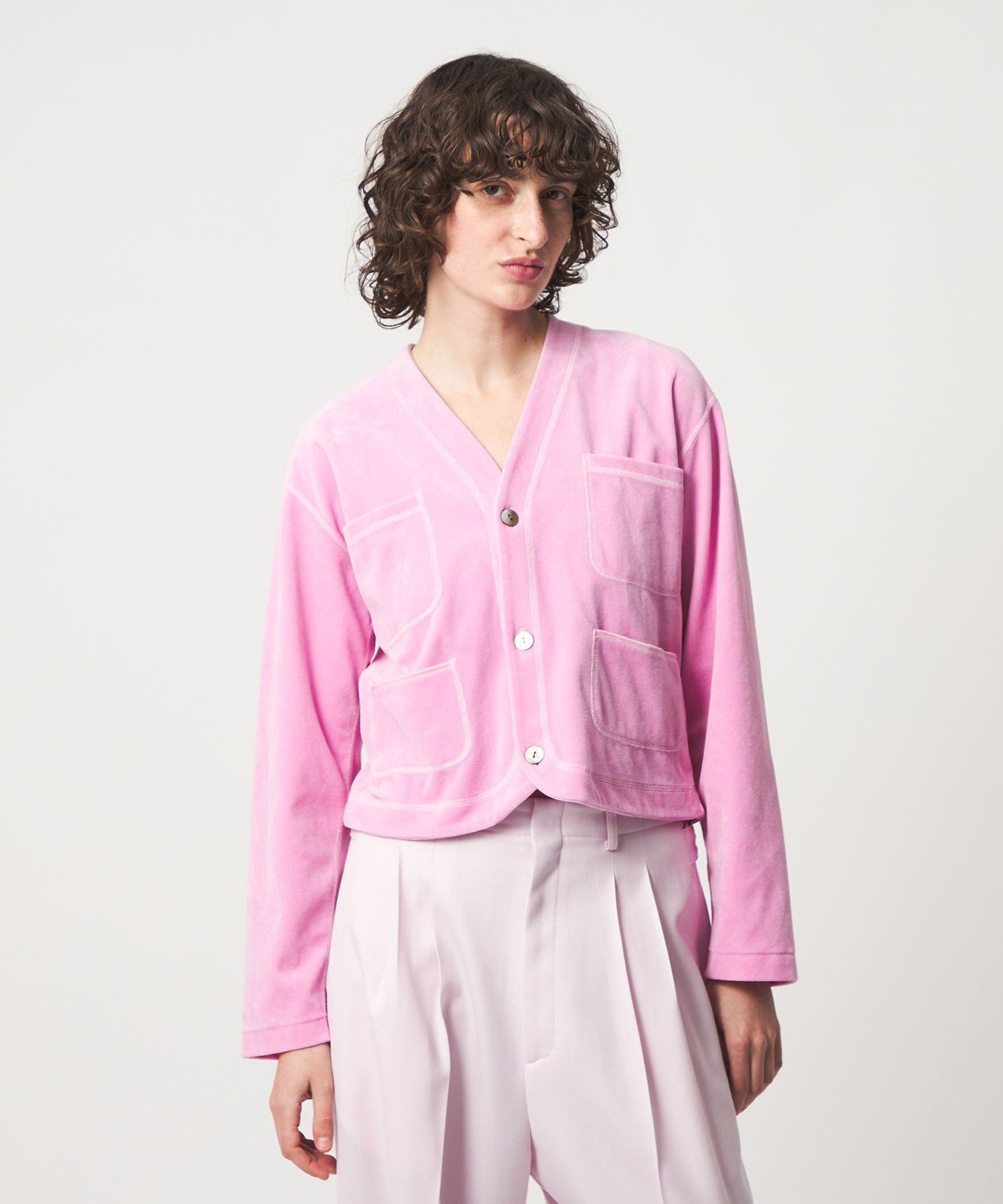 今期2026春夏<6（ROKU）＞ベロア カラーカーディガン 6(ROKU)＞ベロア カラー カーディガン