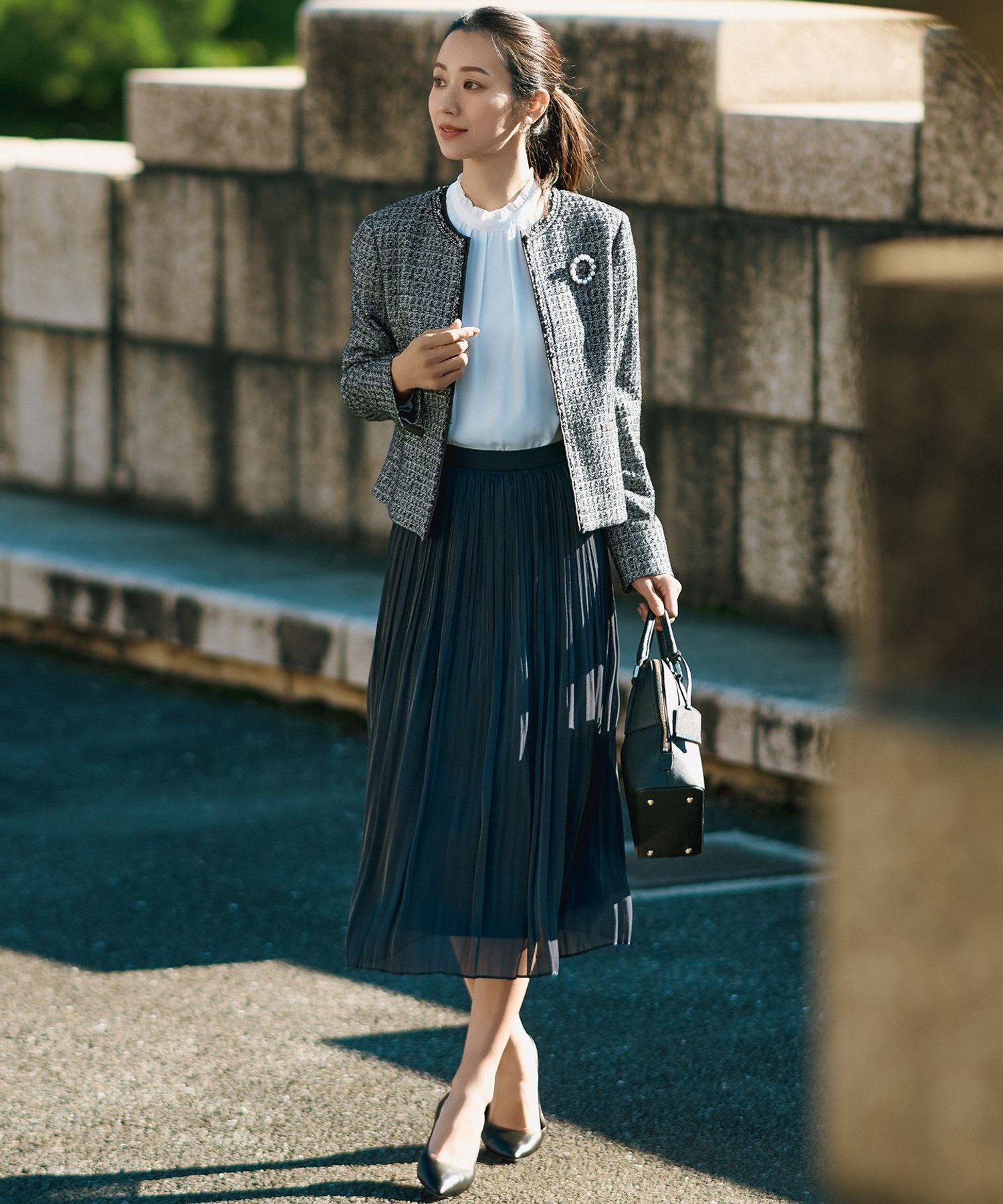 23区｜【セットアップ対応】シャインツイードストレッチ ノーカラー