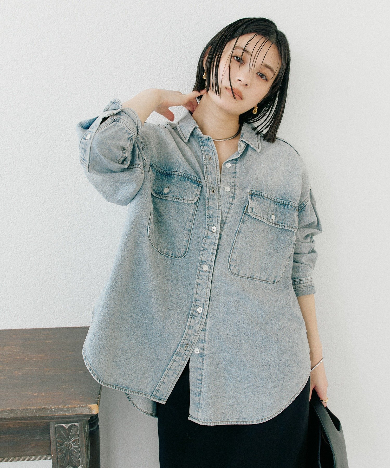 RIVE DROITE｜【ベストセラー】【MONN.:.(モン)】ビッグデニムシャツ