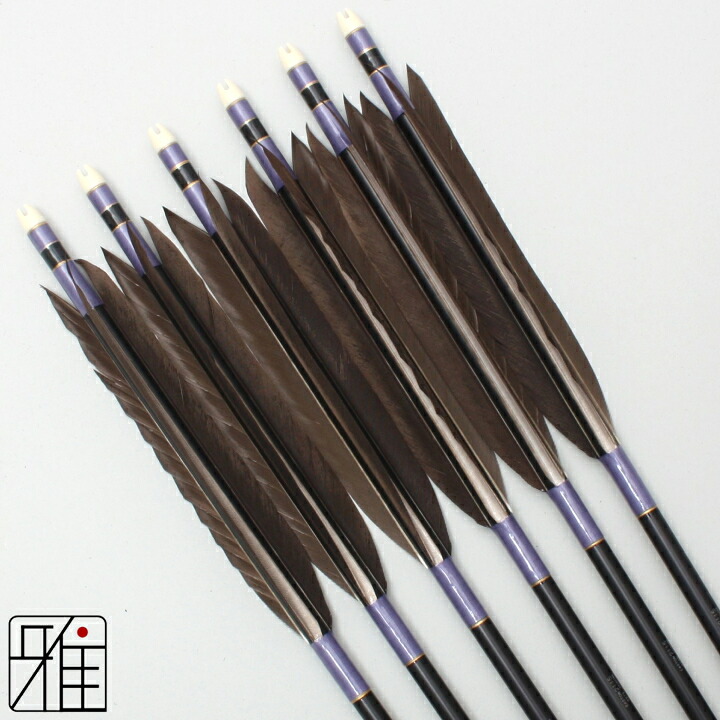 楽天市場】弓道 矢 ジュラルミン矢 6本組黒羽根 手羽 2115矧糸：紫系