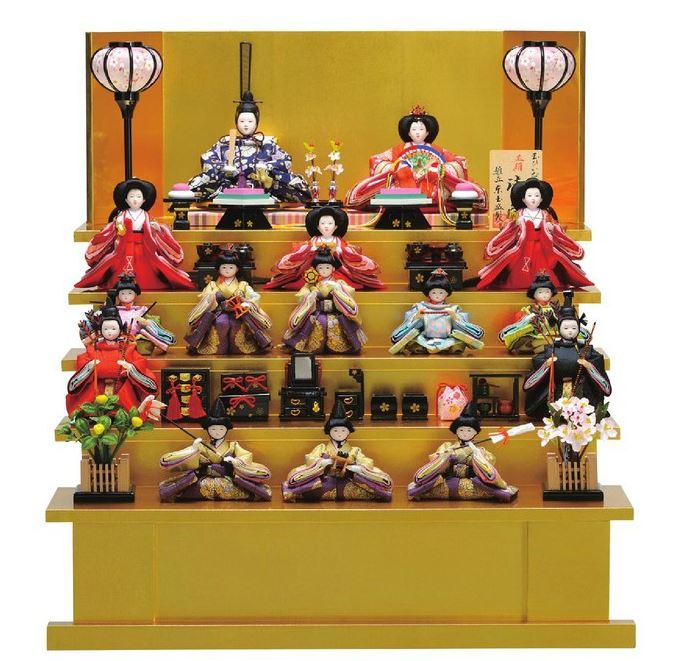 楽天市場】送料無料 東玉 雛人形 衣装着十五人揃い 木製五段飾り