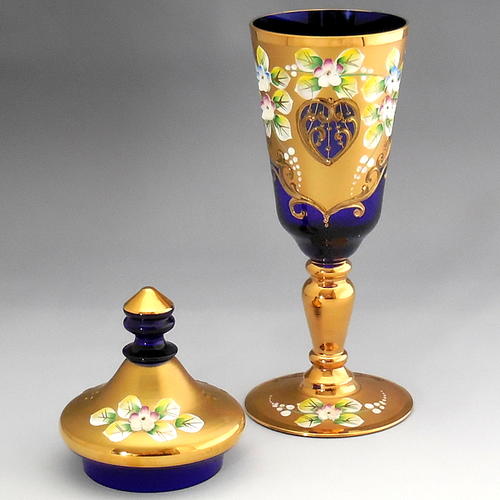 楽天市場】ヴェネチアン グラス ムラノ 蓋付 ゴブレット 24金彩