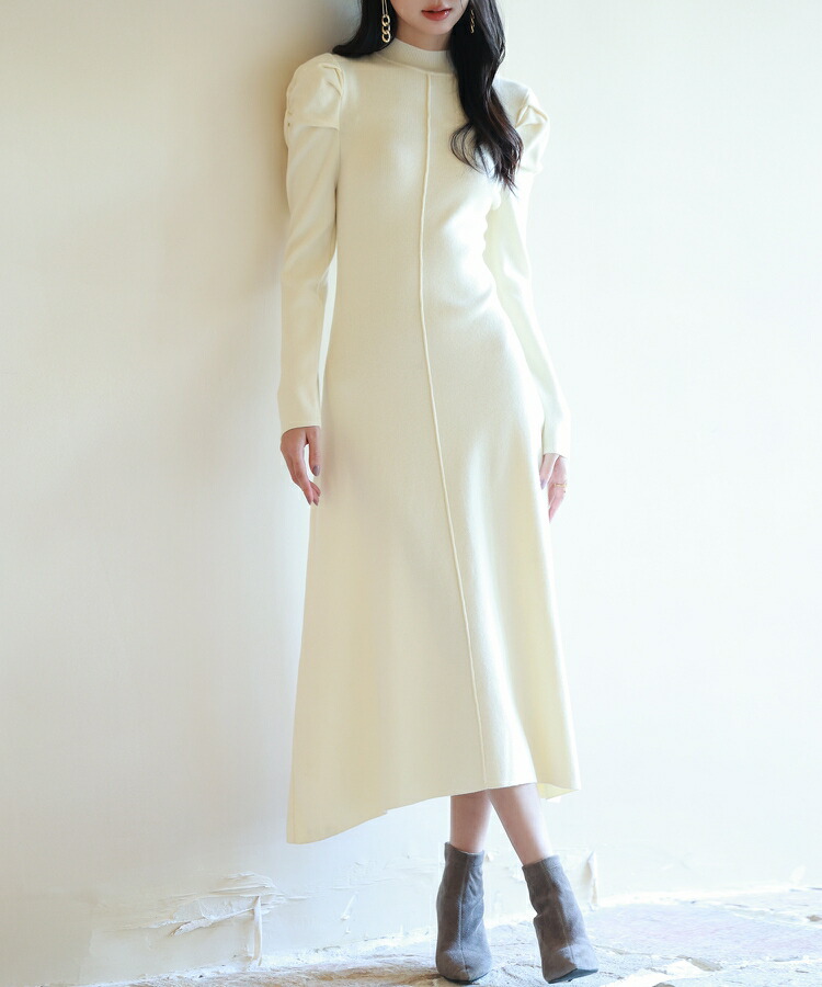 楽天市場】ワンピース レディース ニットワンピース ミモレ丈 プチ