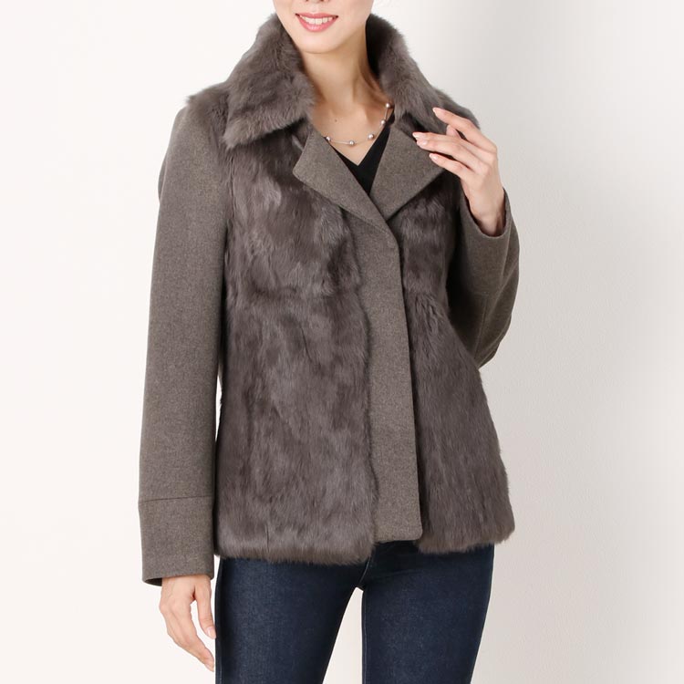 楽天市場】【40%offクーポン】ラビットファー付ジャケット レディース