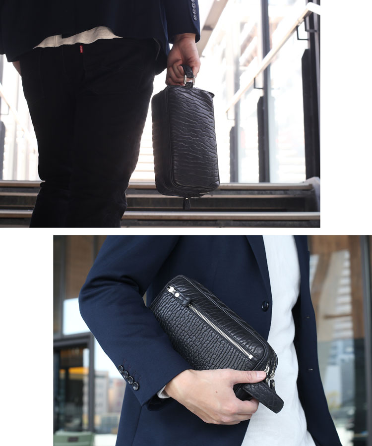 楽天市場】セカンドバッグ ダブルファスナー メンズ アザラシ 本革