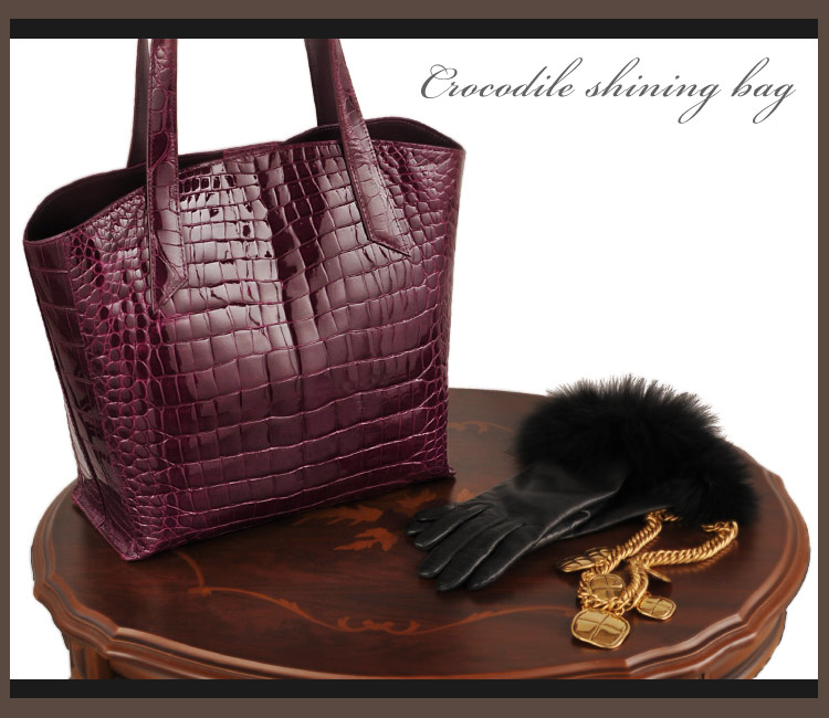 楽天市場】日本製 クロコダイル ハンドバッグ シャイニング加工