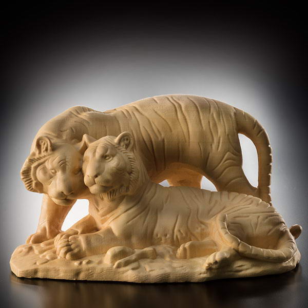 楽天市場】置物 オブジェ 木彫り 虎像 夫婦虎 葉偉混作 黄楊彫り 敷台