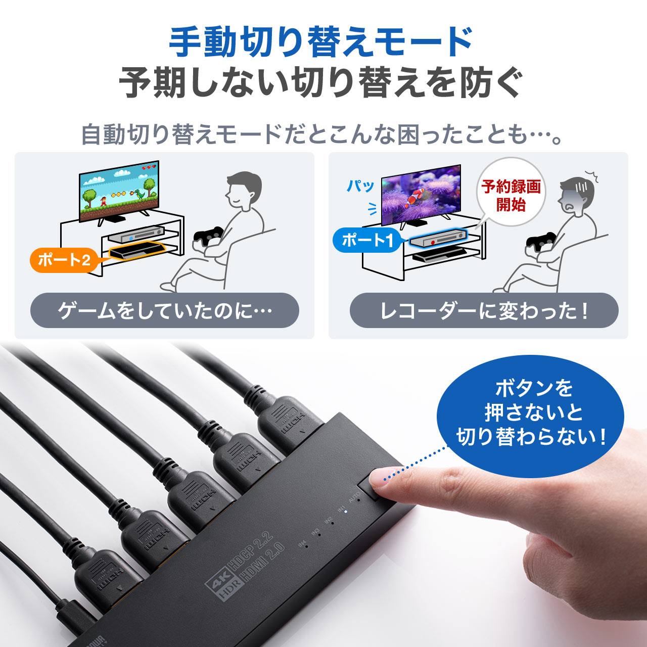 楽天市場】【楽天1位受賞】HDMI 切替器 4K 60Hz HDR HDCP2.2 自動 手動