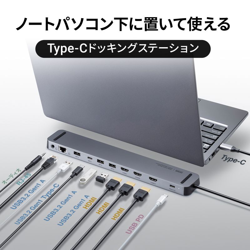 楽天市場】ドッキングステーション USB Type-C HDMI×3画面出力対応 LAN