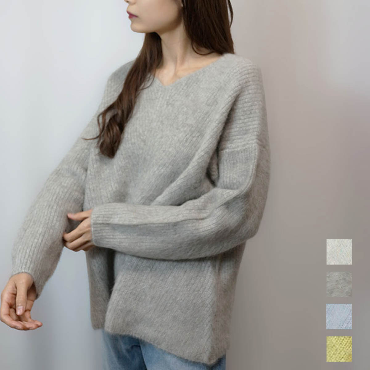 楽天市場】ニット レディース 秋冬 セーター Vネック 畦編み ブルー