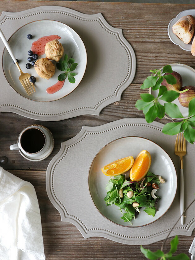 楽天市場】プレースマット フェイクレザー Wind Oval ライトグレー