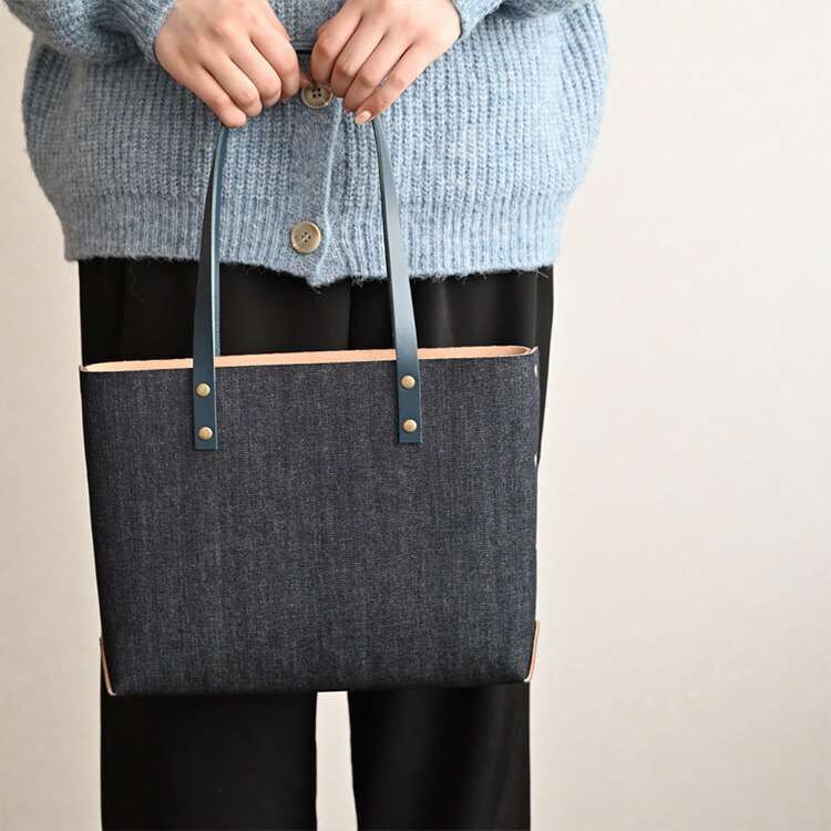 楽天市場】トートバッグ 【 A4 デニムトートバッグ 】 本革仕込み 岡山