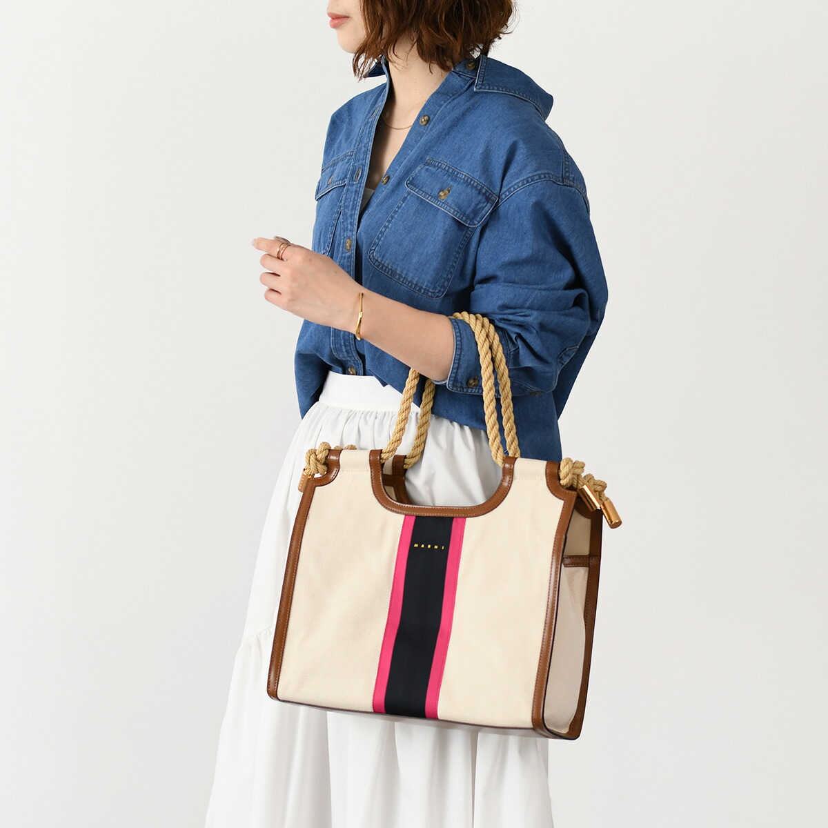 楽天市場】MARNI マルニ バッグ ロープハンドル MARCEL ストライプ