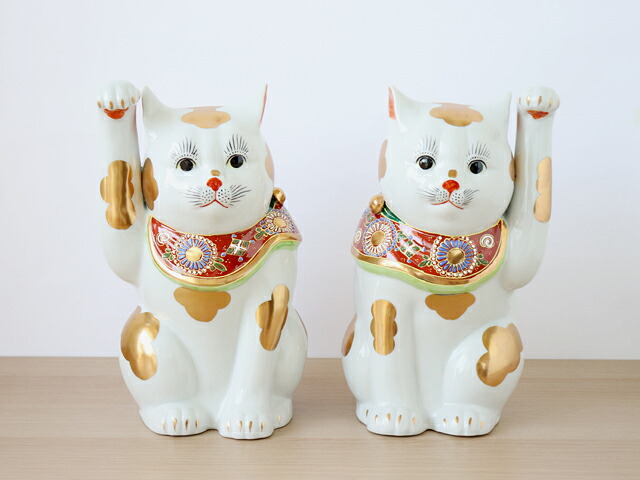 楽天市場】【在庫限りで終了です！】九谷焼 10号 招き猫 金ブチ ( 右手