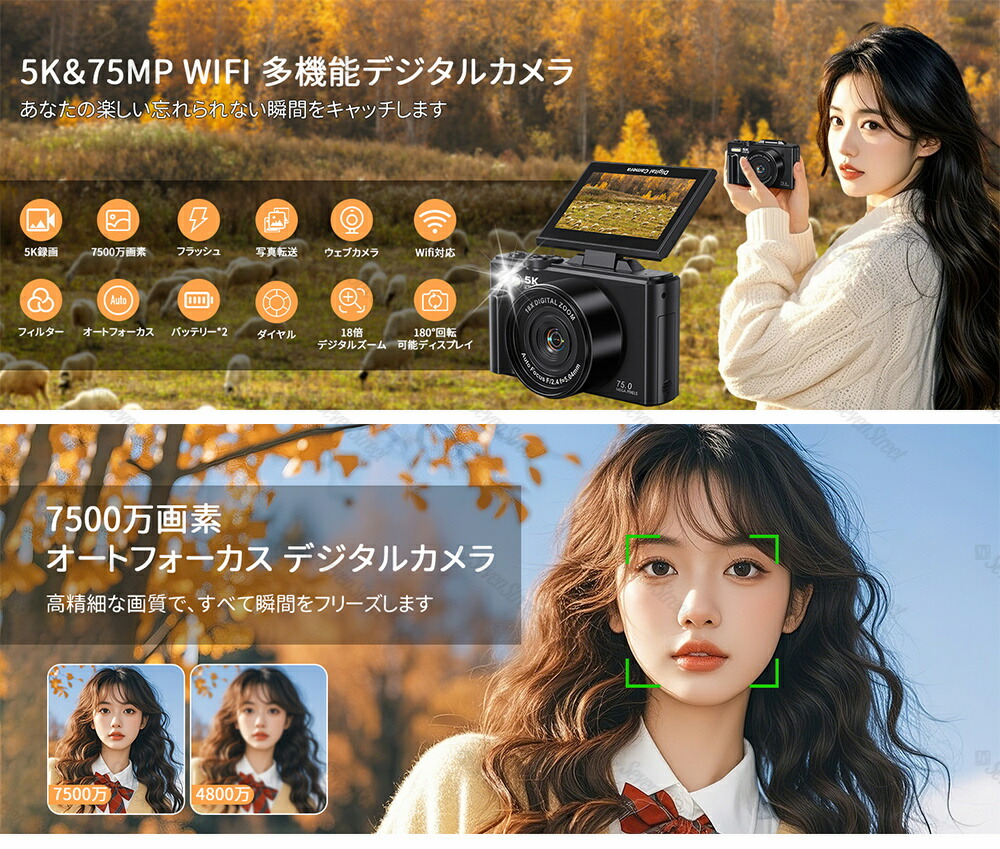 楽天市場】【楽天スーパーSALE】デジカメ デジタルカメラ 5K wifi対応