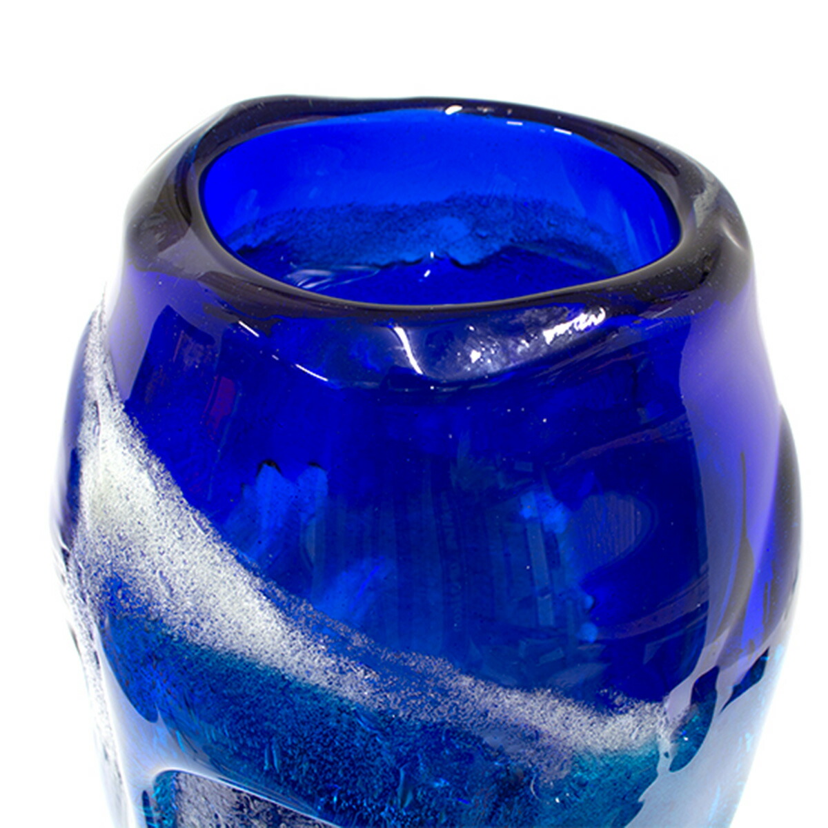 楽天市場】稲嶺盛吉(宙吹きガラス工房虹) 琉球ガラス 花入れ 白泡二色