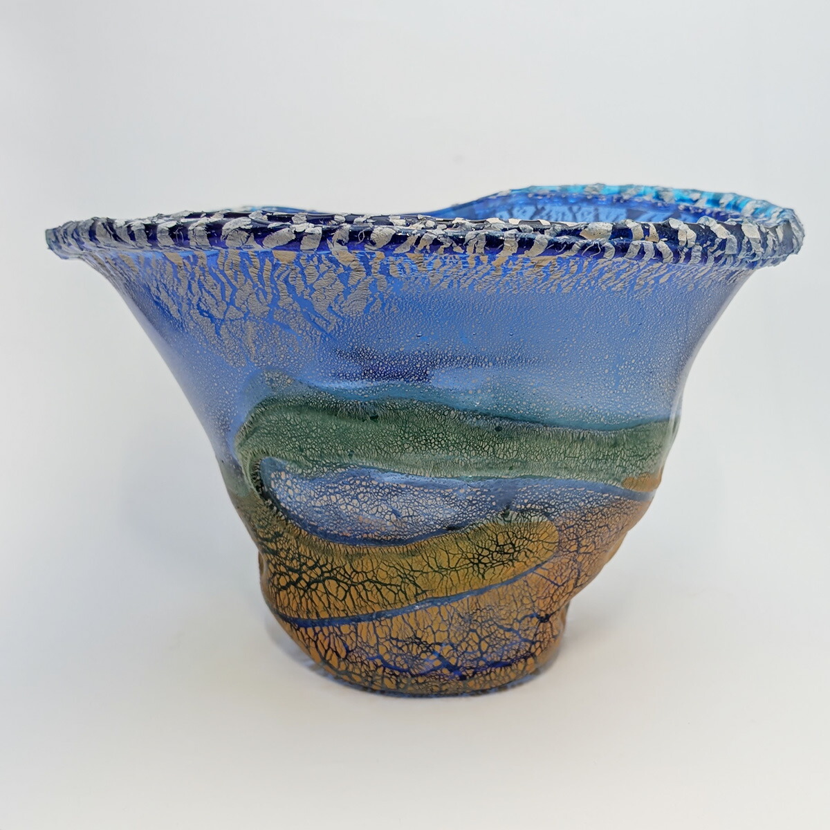 楽天市場】琉球ガラス 土紋口巻二色波巻大鉢 宙吹ガラス工房虹 稲嶺盛