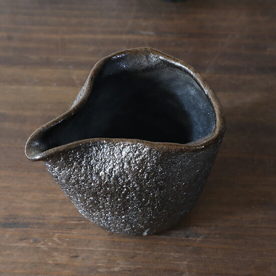 楽天市場】引き出し黒 片口 酒器 A 松岡誠悟 備前焼 長径90×短径70×高